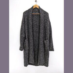 ZARA Size S Womens Shawl Collar Open Front Dolman Sleeve Cardigan Heather Black